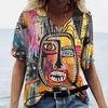 Women's T-shirt Abstract Art Face Print Girls Clothing 3D Oversized Classic Short Sleeve Tops Female Fashion Casual Streetwear