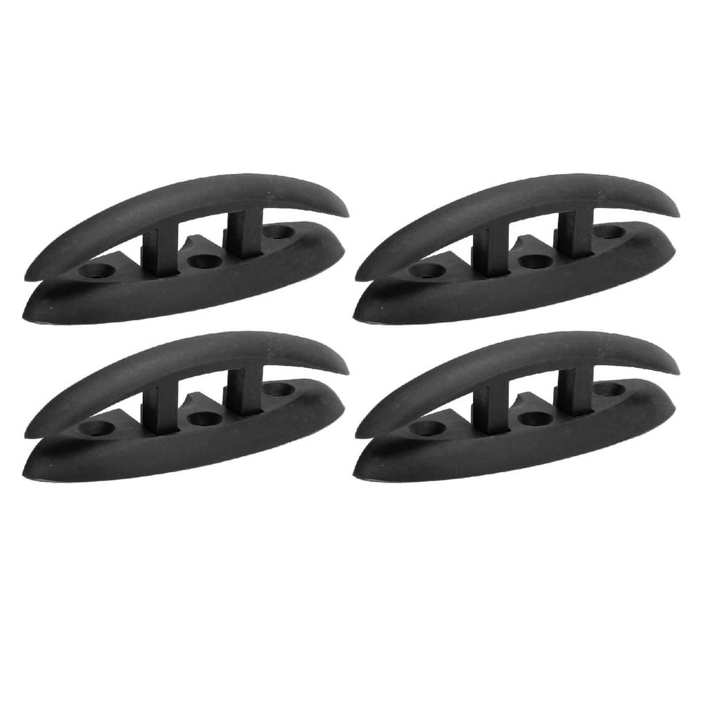 4PCS Boat Folding Cleat 5in Nylon 3 Hole High Strength Black Flip Up Dock Cleat for Marine Yacht With Installation