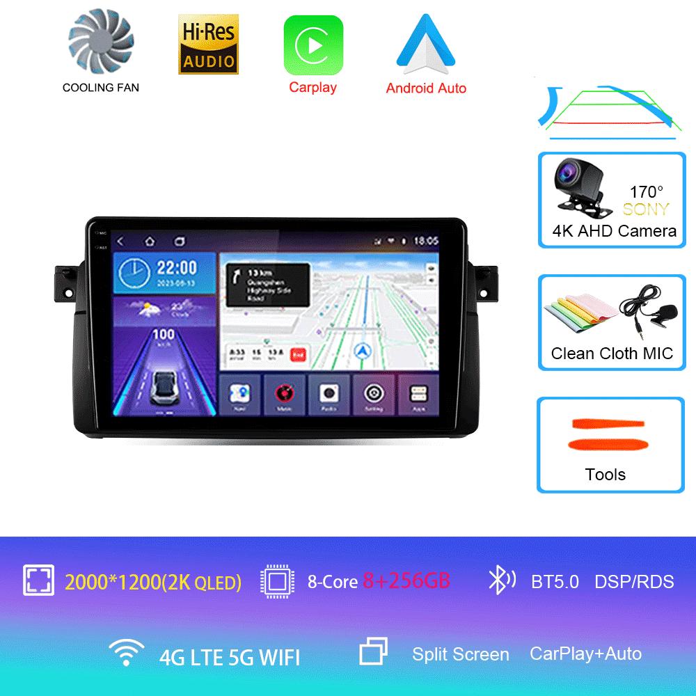 Автомагнитола Android 14 Carplay Для BMW E46 M3 1998 1999 2000 2001 - 2006 Навигация GPS Мультимедийный плеер стерео wifi+4G BT 2 DIN