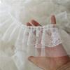 Дешевая Акция 8см Широкая Черно-Белая Сетка Пайетки Тюль Вышивка Двойное Ламинирование Жатая Кружевная Отделка Аппликация Ткань Лента