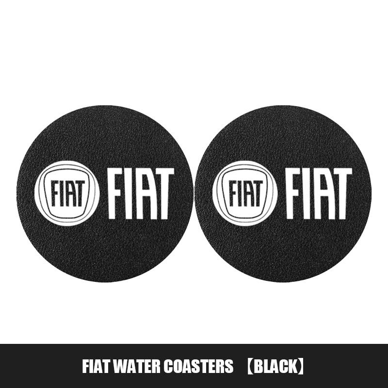 2Pcs Car Coaster PVC Logo Water Cup Pad Anti Slip Mat Accessories For Fiat Abarth 500e Panda Tipo FR Argo Freemont Viaggio Bravo