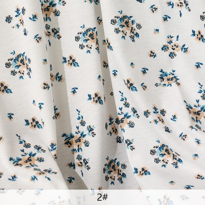 Рубчатая эластичная трикотажная ткань джерси на метр Эластичные ткани с цветочным принтом для шитья платьев или модной одежды Топы для маленьких девочек DIY TJ1593
