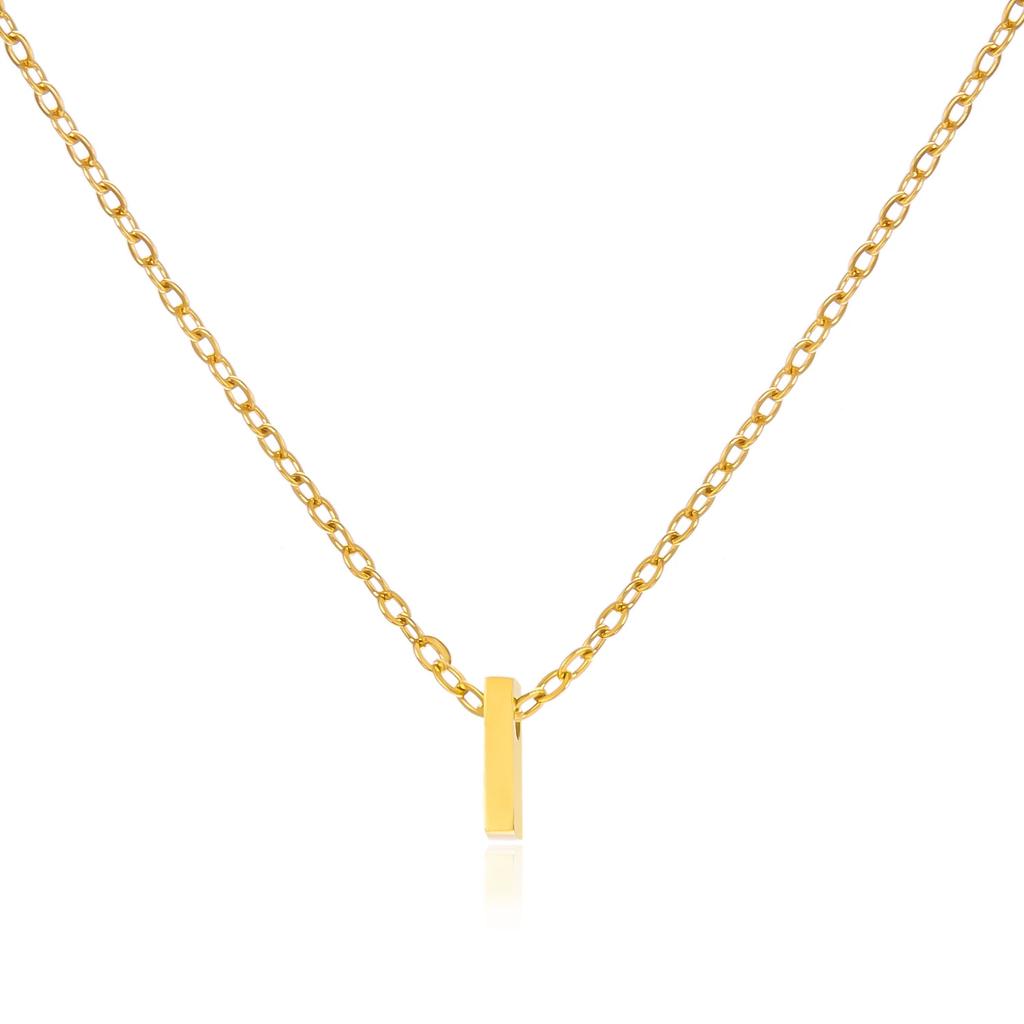 Stainless Steel Initial Necklace Gold Color Cut Letters Single Name Choker Necklace for Women Pendant Jewelry Gift