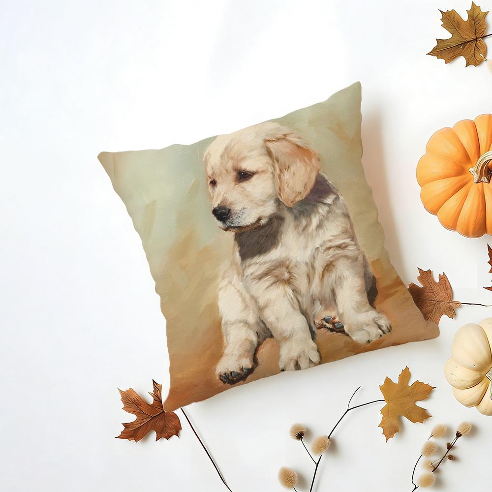 LLabrador Retriever Cushion Cover Washable Linen Pillowcase Soft for Daily Sofa Bed Home Room Decor