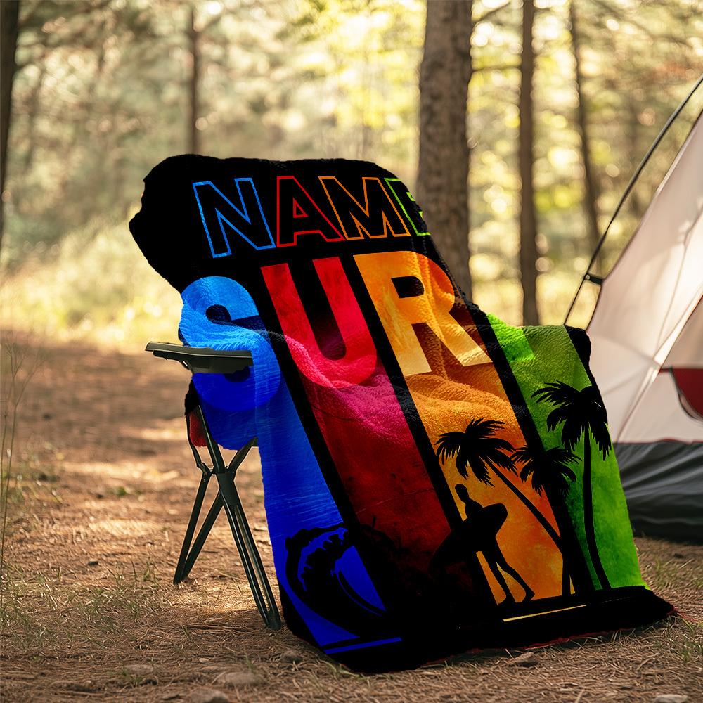 Outdoor Customize Your Name Surf Blanket Comfortable Soft Lightweight Allseason Multipurpose Blanket For Travel Camping Picnics Sofa Office Bed Living