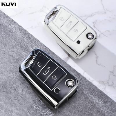 ГОРЯЧИЙ TPU Чехол-брелок для автомобильного ключа-флипа для VW Volkswagen Golf 7 MK7 Tiguan MK2 для SEAT Ateca Leon FR 2 Ibiza для Skoda Octavia A7