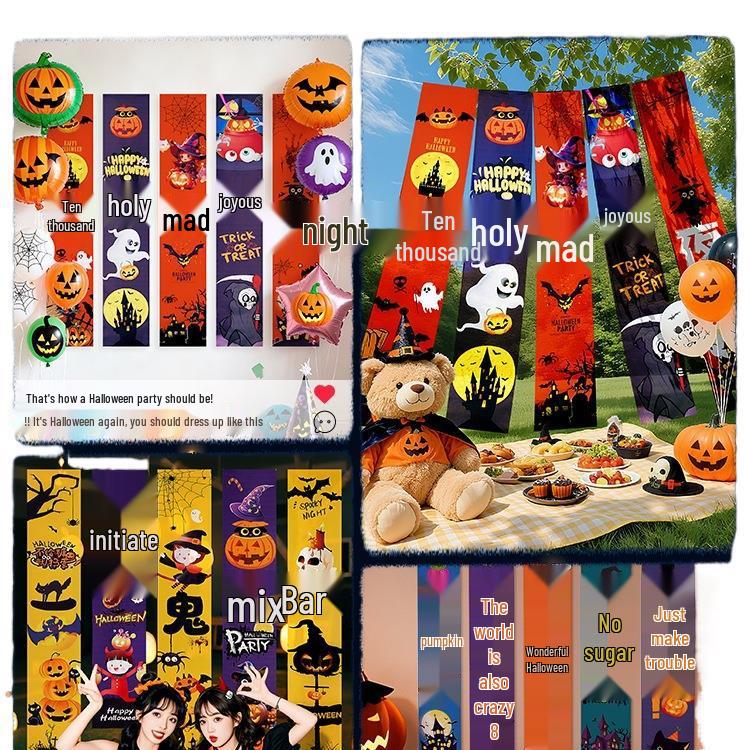 Halloween Pumpkin Hanging Cloth for Outdoor and Shop Decor