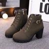 Fashion Winter 2024 New High Heeled Women Boots Cross Straps Short Boots Comfortable Waterproof Boots Warm Plus Size 42 Botas Femininas
