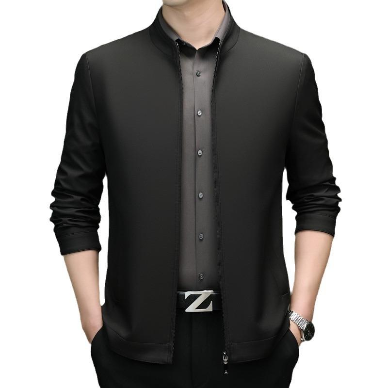 Куртка с воротником-стойкой, деловая куртка на молнии, куртка для мужчин среднего возраста, куртка для папы