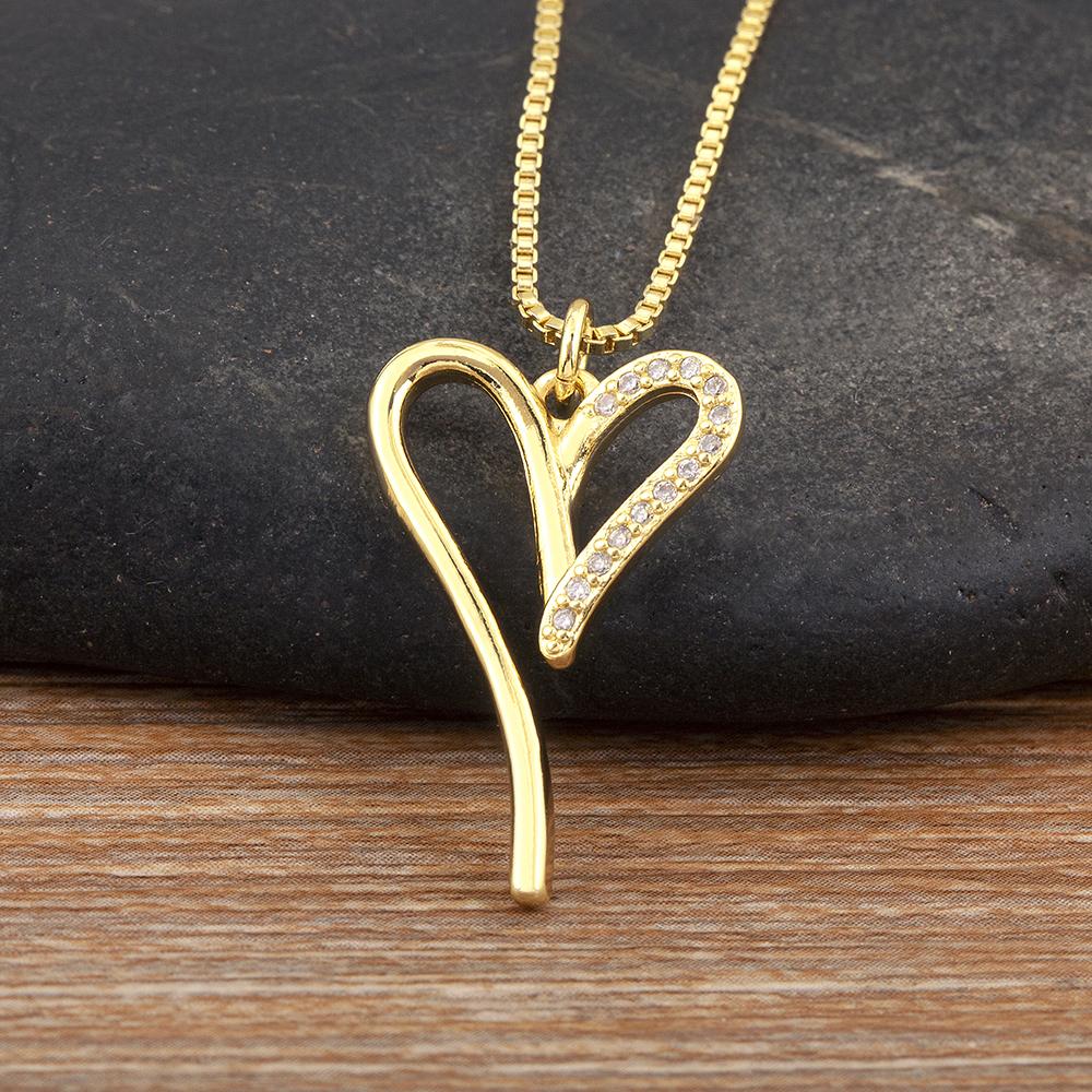 Nidin High Quality Romantic Heart Shape Shiny Crystal Zircon Charm Pendant Necklace 4 Styles For Women Men Luxury Jewelry Gifts