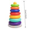 Rainbow Tower Stacking Rings Babies Toy Plastic Sensory Stacking Plugging Toy  Childrens Day Party