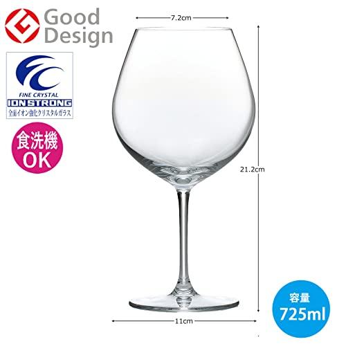 Toyo Sasaki Glass PALLONE Burgundy Wine Glasses, 725ml, Set of 3, Dishwasher Safe, Shatter-Resistant, Good Design Award Winning, Suitable for Red and