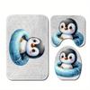 3pcs Summer Penguin Bathroom Rug Set Non-Slip U-Shaped Mat and Toilet Lid Cover Cute Animal Theme Washable Indoor Floor Mats