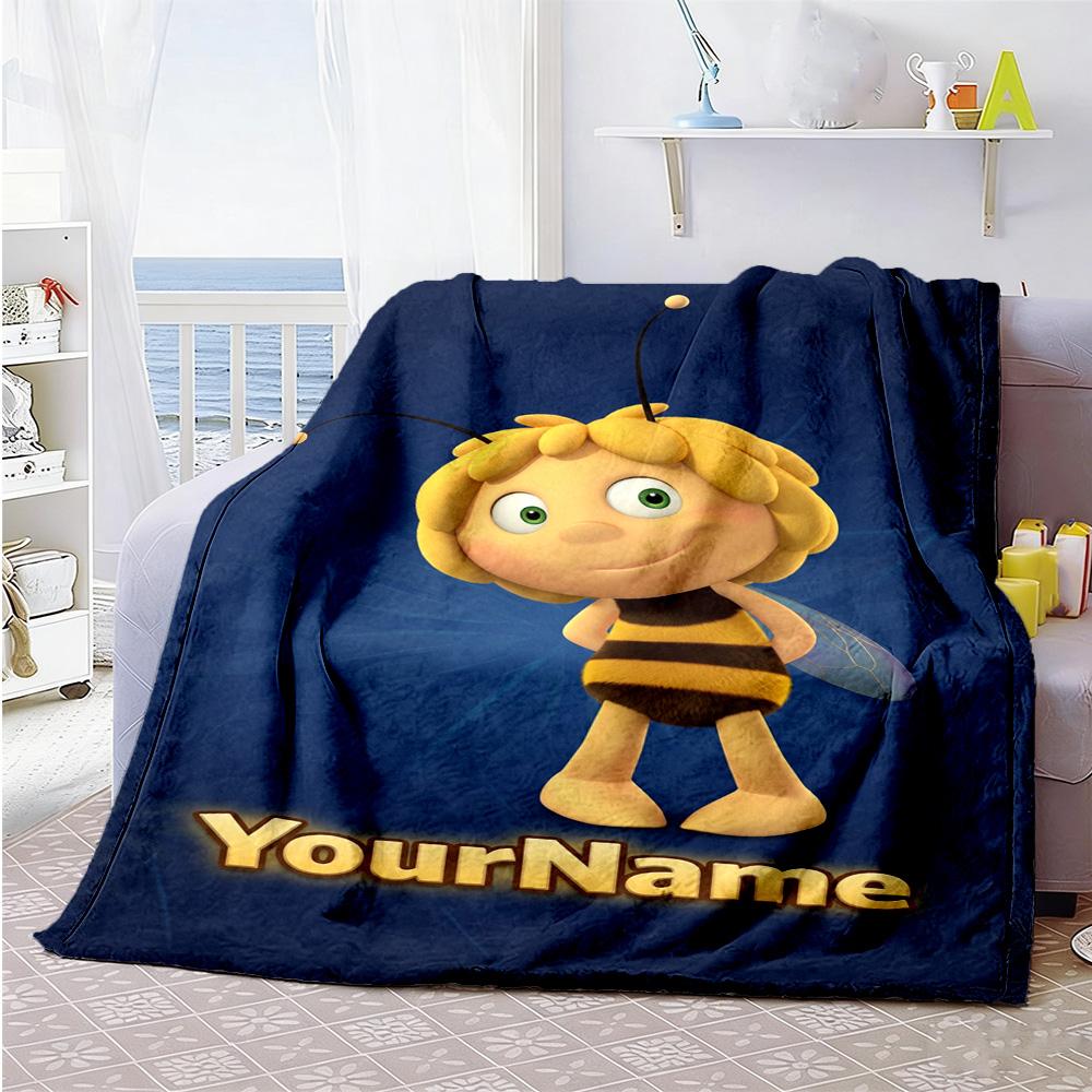 Biene Maja Personalized Name Blanket Lightweight Personalized Blanket Ultra-Soft Suitable for Livingroom Seaside Office Chair Chair All-Season Use
