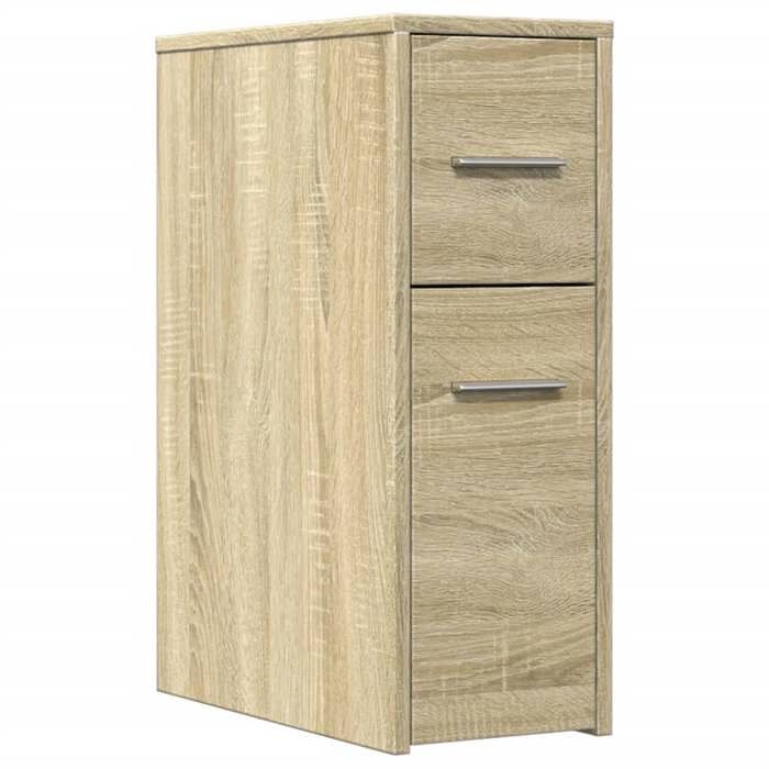 VidaXL Armoire de salle de bain étroite avec roulettes chêne sonoma, armoire de salle de bain haute, rangement de salle de 855279