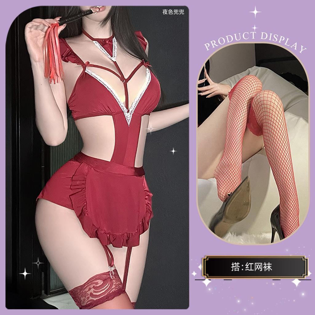 Sexy Lingerie Sexy Maid Uniform Pure Lust Red Temptation Free Suit Lace Suit