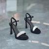 Темпераментные босоножки на высоком каблуке со стразами женские 2025 новые знаменитость высокий класс водонепроницаемая платформа толстая подошва с открытым носком шпилька