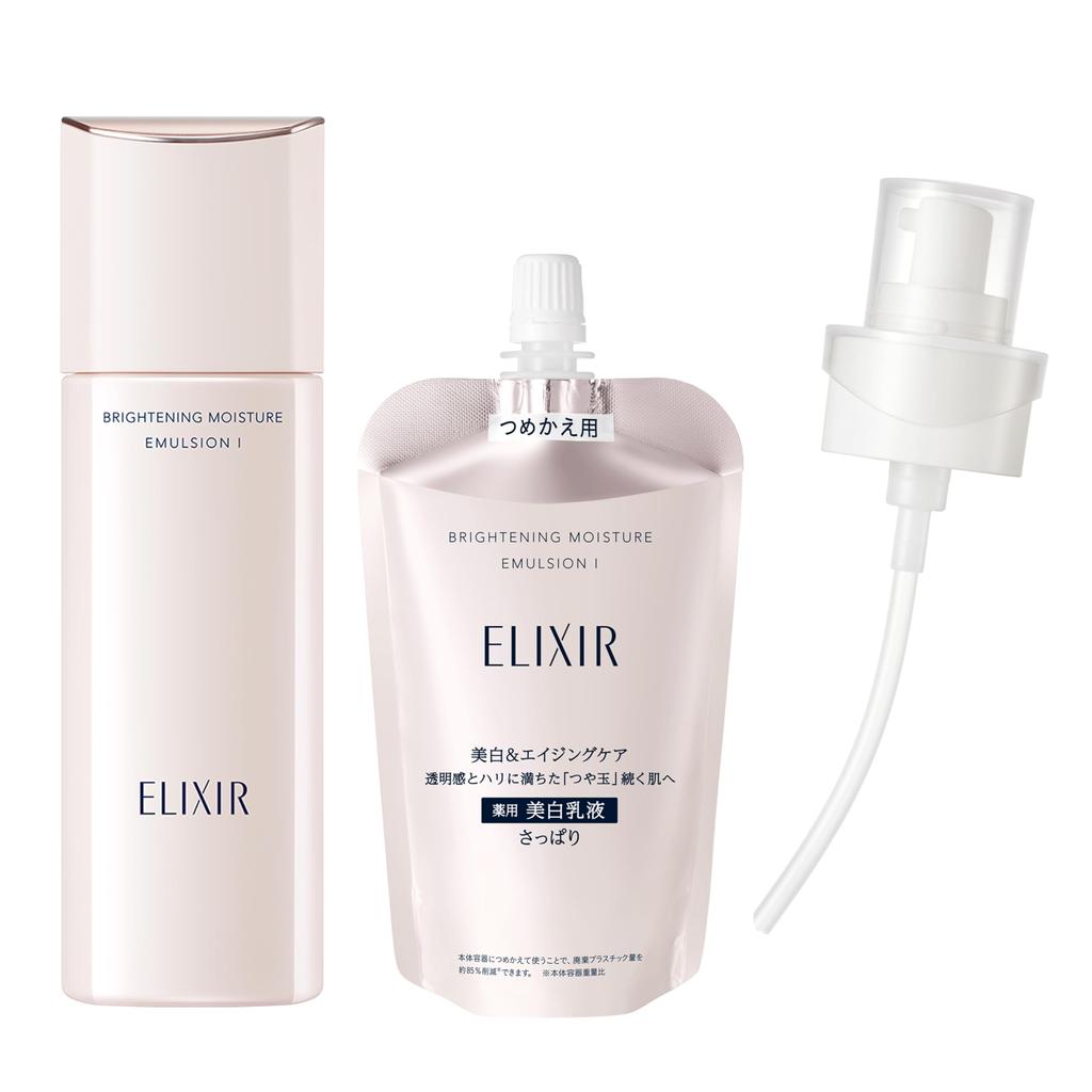ELIXIR Осветляющая эмульсия WT 1 130 мл 110 мл Основной блок Сменный блок В комплект входит специальный дозатор Прозрачность Упругость Отбеливание Уход за кожей с возрастными изменениями Отбеливание Белый