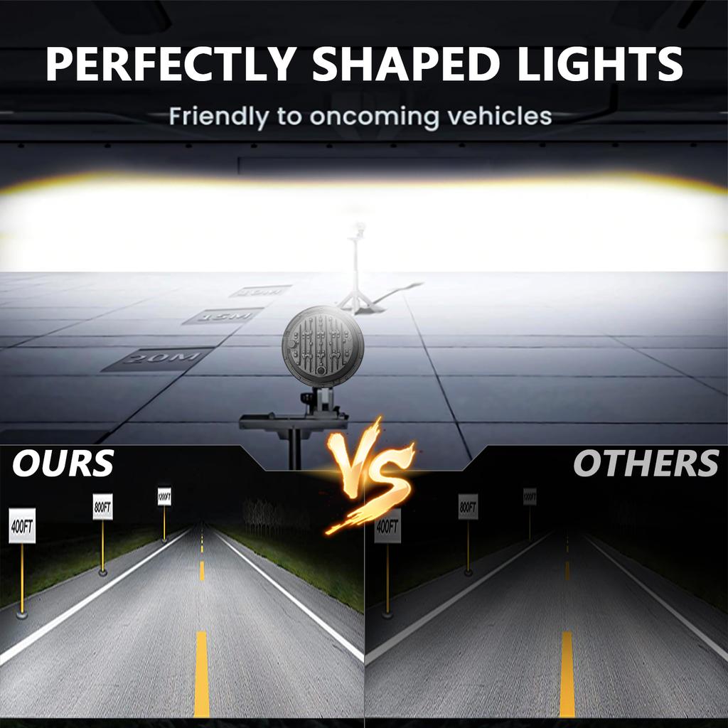 R9 Двойной ангельский глаз 7 дюймов H4 Светодиодная фара IP67 Водонепроницаемая Дальний/Ближний свет Автомобильная лампа для вождения с соединительным кабелем