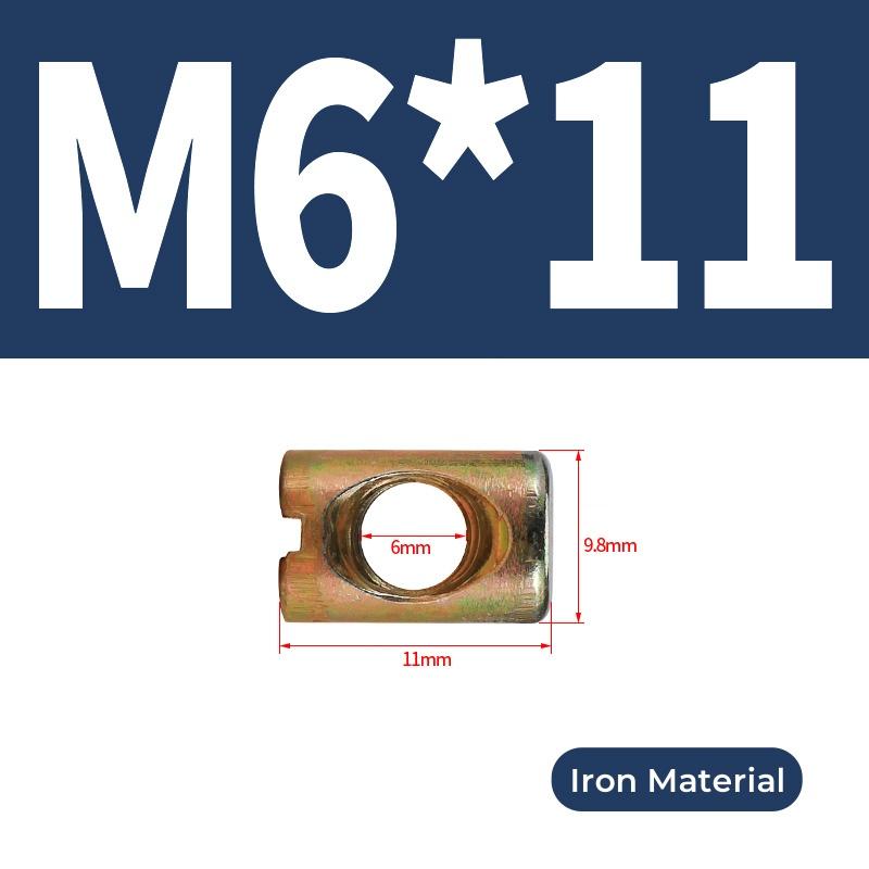M6 M8 Болты-бочонки Болты Поперечный дюбель Шлицевая вставная гайка Гайка с горизонтальным отверстием Для кроватей стульев мебели