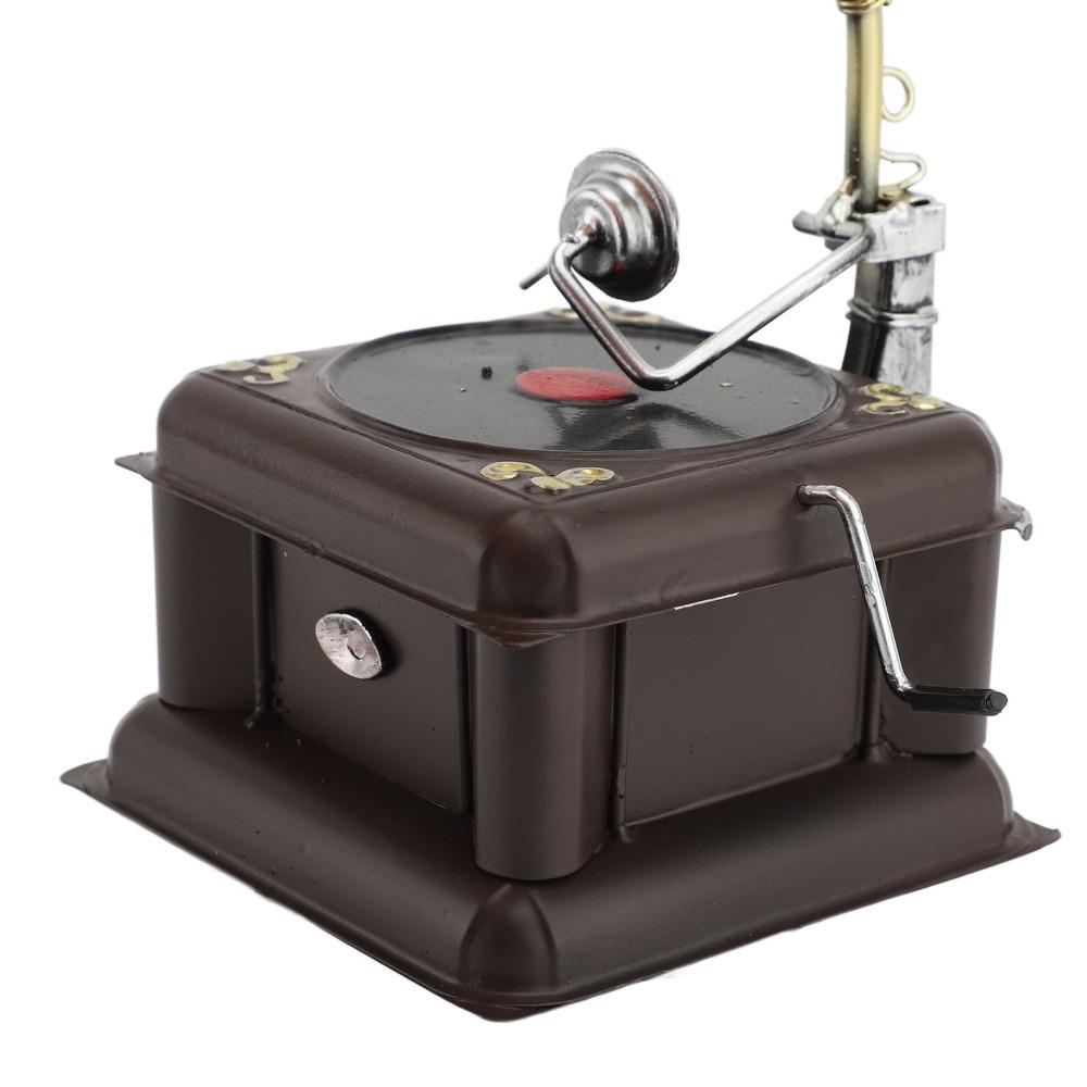 2pcs Red Bronze Record Player Model Bronze Gramophone Turntable Gramophone Ornament Entryway Decor