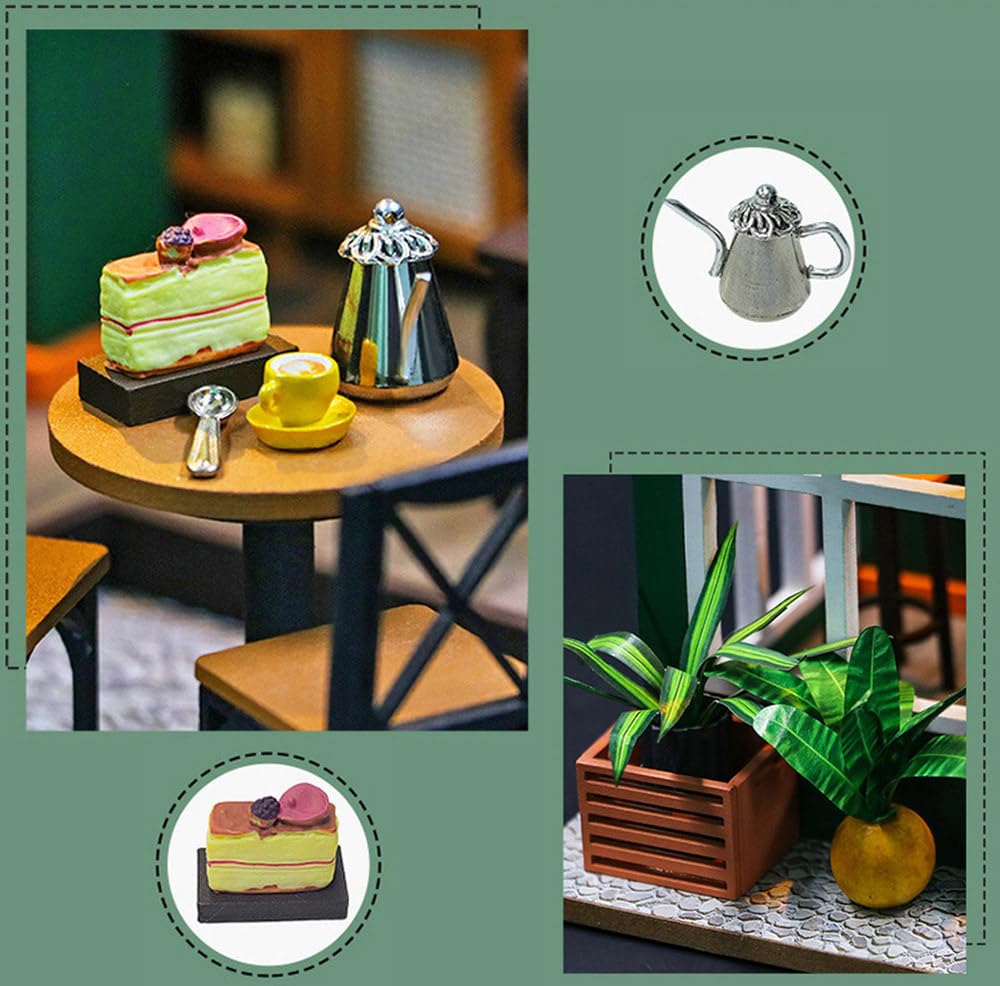 moin moin Миниатюрный кукольный домик ручной работы набор масштаб кофейня кафе ретро антиквариат американское винтажное пианино светодиодный светильник акриловый чехол 2408dh433 1/24