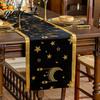 Modern Table Dressing Eid Mubarak Runner, Ramadan Gold Moon Stars Tablecloth, Islamic Happy Exquisite Home Furnishing Holiday Rectangular Cloth