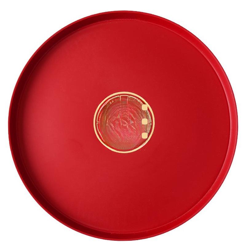 Круглый красный пластиковый поднос для фруктов и конфет для гостиной или журнального столика