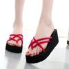 Maple Leaf Leisure with High Heels Women Slipper All-Match Fashion 2024 New Out-Door Lady Flip-Flops Woman Beach Shoes for Mujer