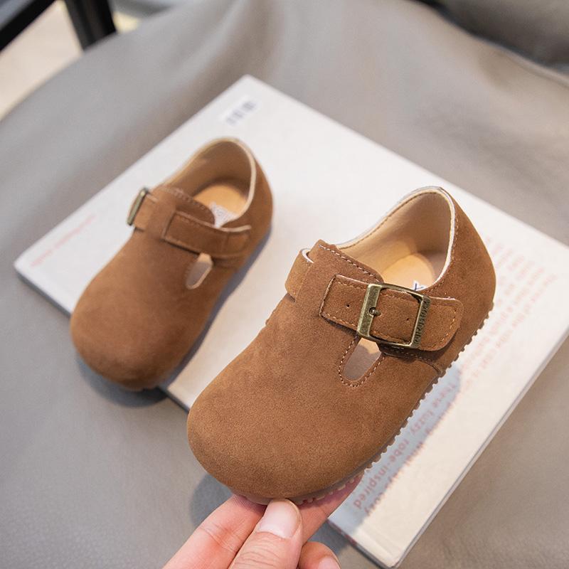 Kids Fashion Boys Casual Shoes Round-toe Buckle Soft Breatheable T-Strap Cute Children Girls Flats Solid Color Drop Shipping PU