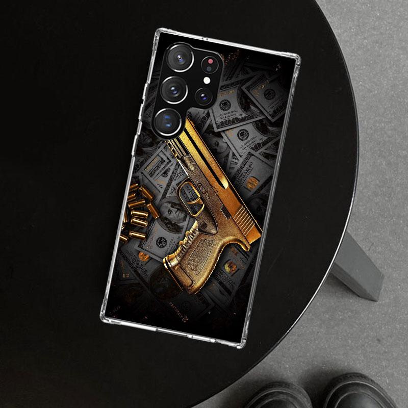 Чехол для телефона с изображением пистолета, пуль, АК-47, пистолета для Samsung Galaxy S26 S25 Edge S24 S23 Ultra S22 Plus S21 FE S20 + Арт Персонализированный Забавный