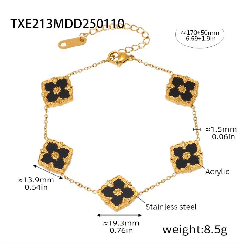 Four Leaf Clover Jewelry Set 18k Gold Plated Necklace Bracelet Earrings Women