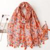 2023 Spring/Summer Sweet Style Cartoon Cherry Cotton Linen Scarf for Women