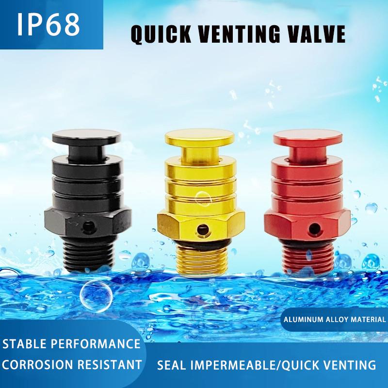 G1/8 Quick Vent Drain Valve Air Relief Valve Switch Manual Push-to-Vent High Pressure Vent Regulator Valve Aluminum Alloy