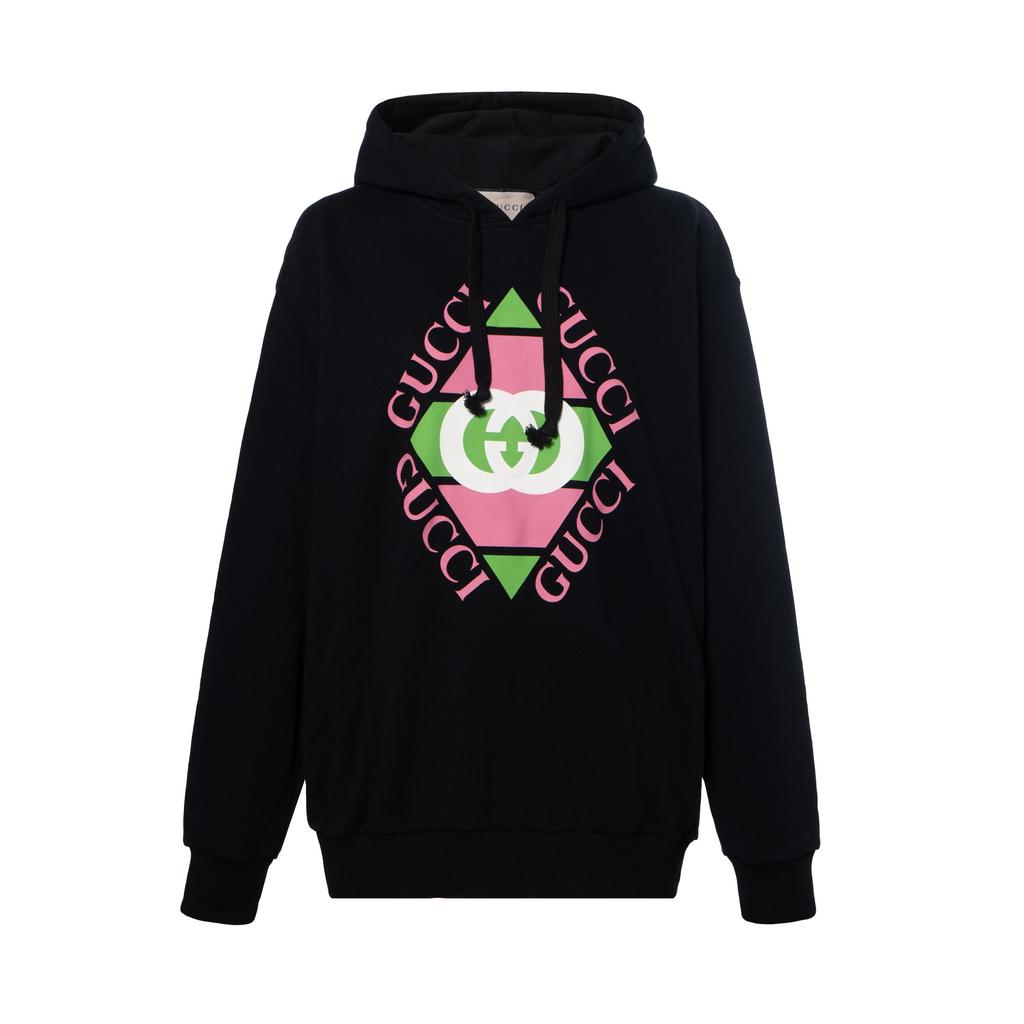 (WMNS) Gucci Logo Print Cotton Hoodie 'Black' Women's 717427-XJEV6-1082