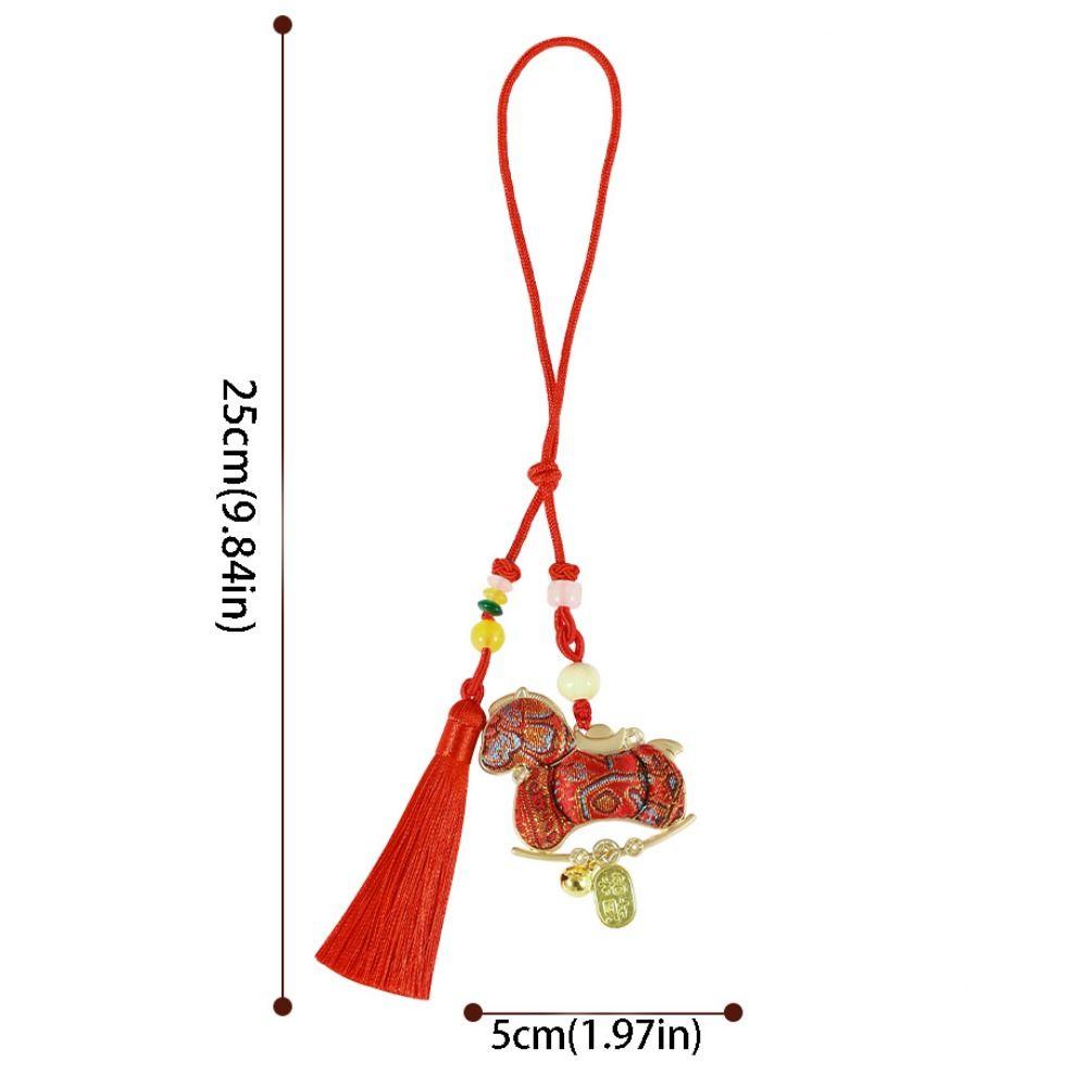 Satin New Year Horse Pendant Chinese Style Car Hanging Ornaments  Festive Accessory