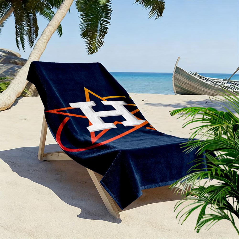 H Logo with Star and Orbit Design Patterned beach towel quick dry perfect for travel outdoor sports jogging the beach and swimming