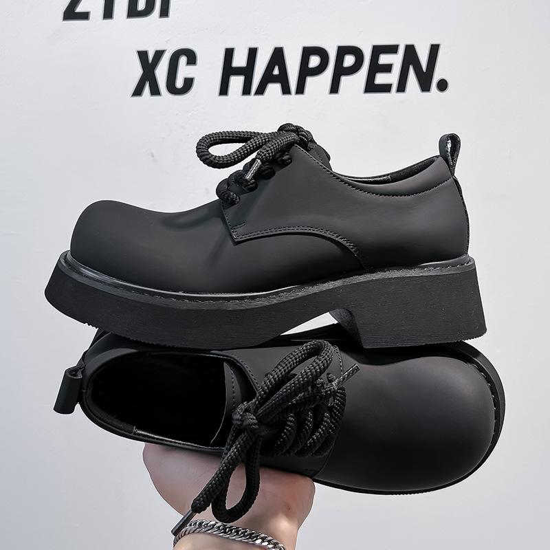 Мужские кожаные туфли Весна Британские повседневные туфли Дерби Мужские официальные свадебные черные низкие ботинки Martin 24308-A