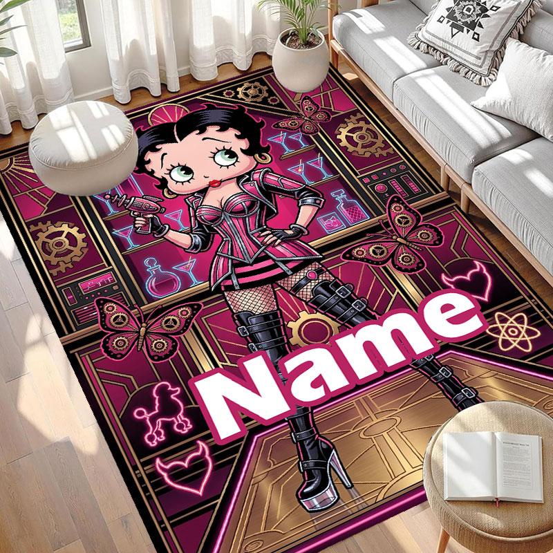 Custom Name Personalized Betty Boop Print Carpet, Versatile Home Decor Rug, for Playroom, Apartment, Balcony, Entryway, Hallway Gift