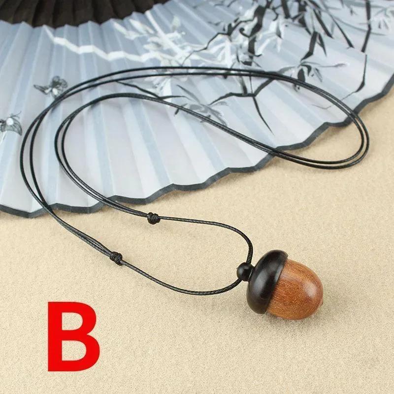 1 шт. Ретро Открывающийся поворотным движением Подвеска-желудь из эбенового дерева Коробка Гаву Длинное ожерелье Простые Художественные Мужские и Женские Украшения Бутылка для желаний