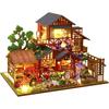 Moin Moin Scale Dollhouse Miniature DIY Kit Set Featuring a Inn with a Focus On Japanese Featuring a and Maple Includes LED an Acrylic and a Music Box
