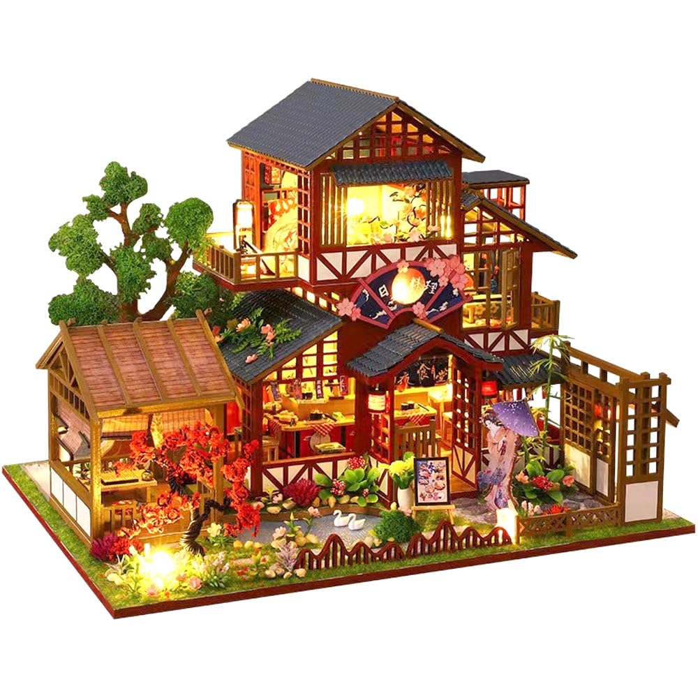 Moin moin 1/24 Миниатюрный набор для сборки кукольного домика DIY: Гостиница в японском стиле с акцентом на японскую кухню - Вакии - Полуночный ресторан, Суши, Арбуз, Пон