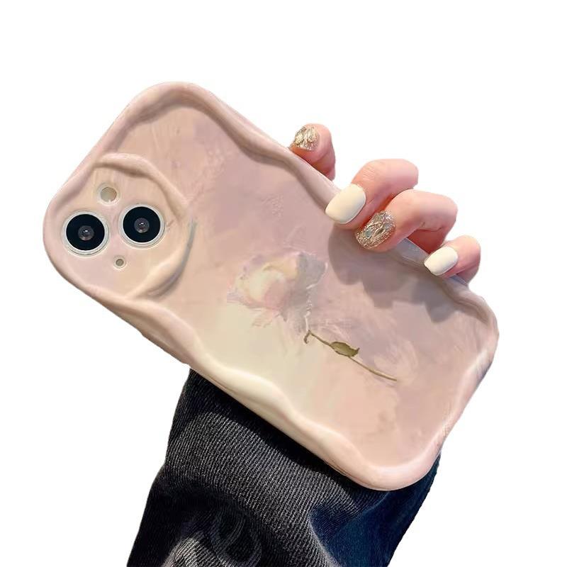Подходит для чехла для мобильного телефона Apple 15promax iPhone 14 13 Градиентная масляная живопись Роза Силиконовый Мягкий Чехол