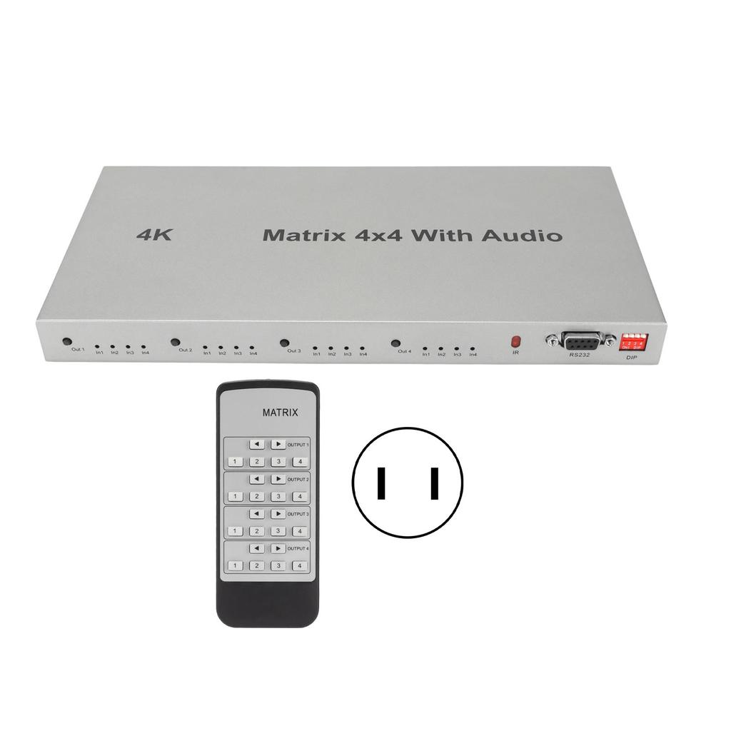 Матричный коммутатор 4x4 с интерфейсом HD Multimedia, 4 входа 4 выхода, корпус из алюминиевого сплава, 4K HD Multimedia Splicer