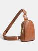 Women's Small PU Leather Crossbody Strap Backpack Strap Bag Travel Hiking Chest Bag Backpack
