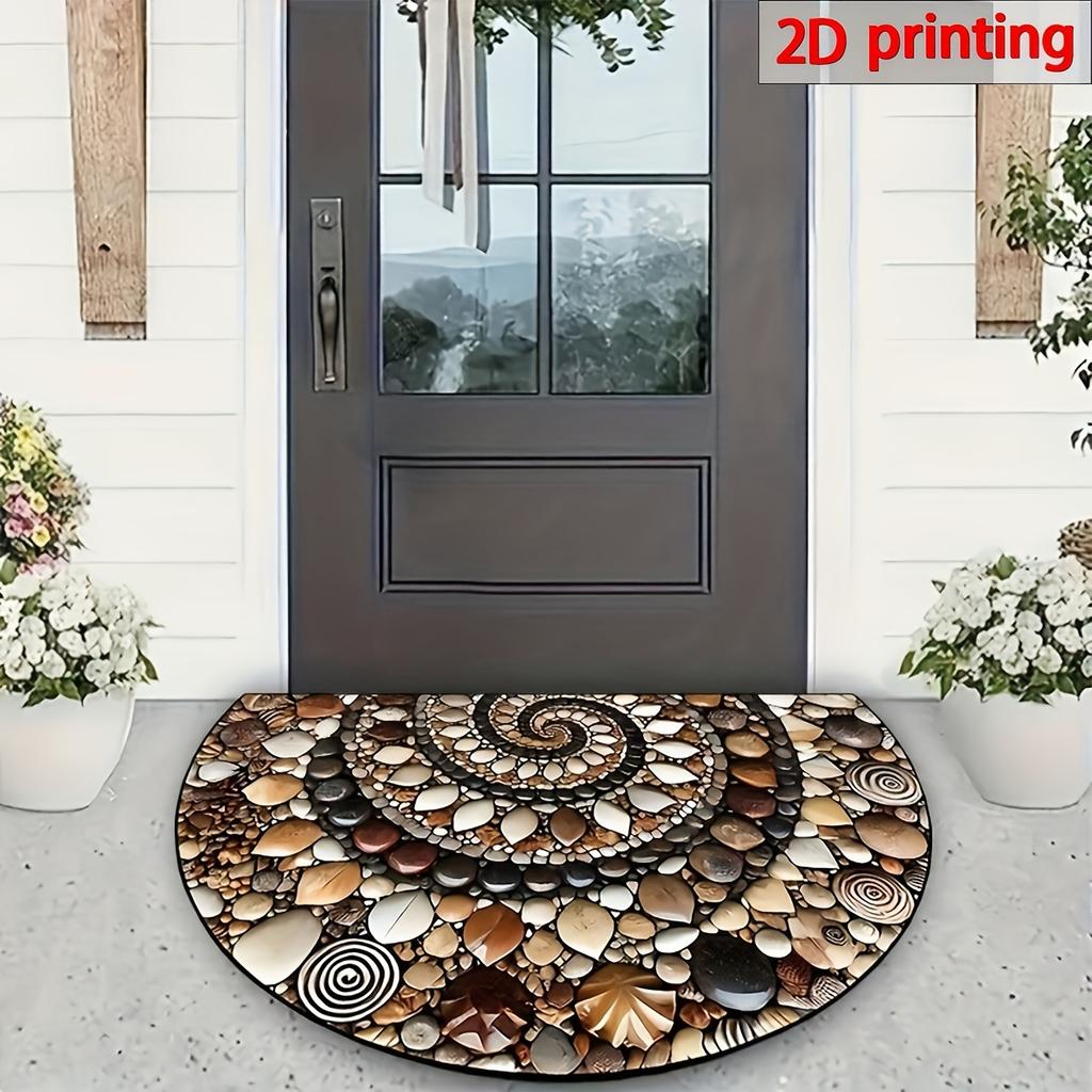 Welcome Mat Featuring Vibrant 2D Pebbles And Seashells - Slip-Resistant And to Maintain, This Semi-Circular Mat Is Ideal for Both Indoor And Outdoor