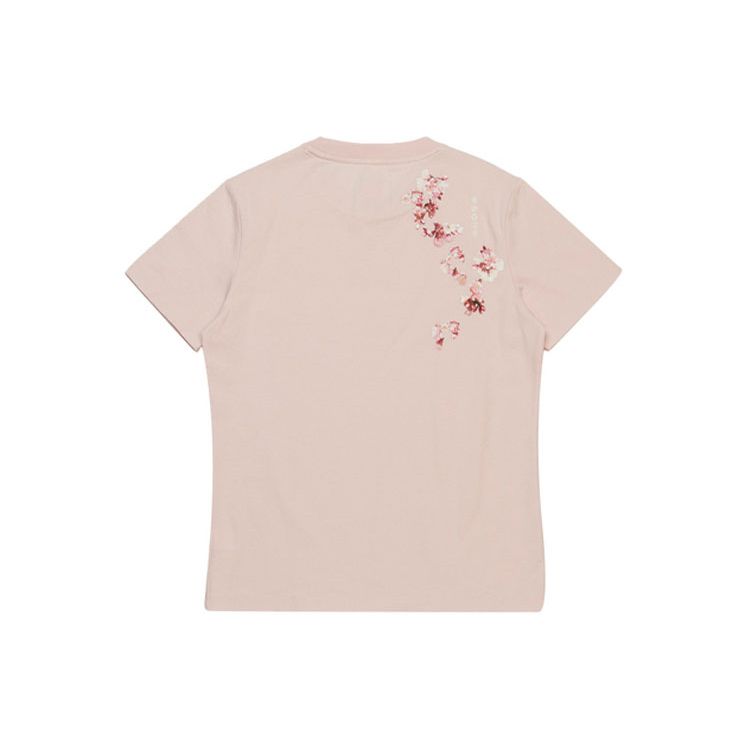 Футболка с коротким рукавом и круглым вырезом Li Ning Sakura Pattern, женские топы, розового цвета AHSR626-2