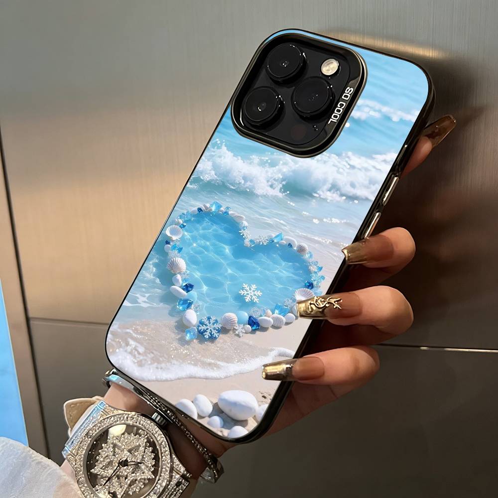 Blue Butterfly Ocean wave Phone Case For IPhone17 16 11 12 13 14 15 16 Pro Max Plus Cover Colored Silver Funda Bumber
