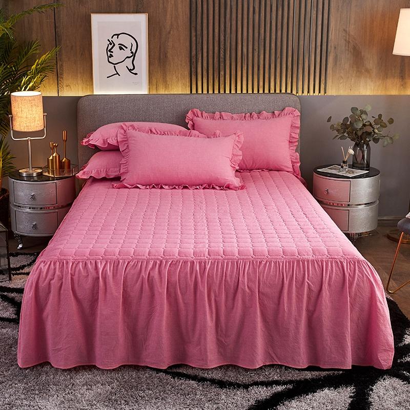 Белое утепленное стеганое постельное белье принцессы, юбка-кровать, наволочки с хлопковым зимним теплым покрывалом, наматрасник, 1/3 шт., простыня