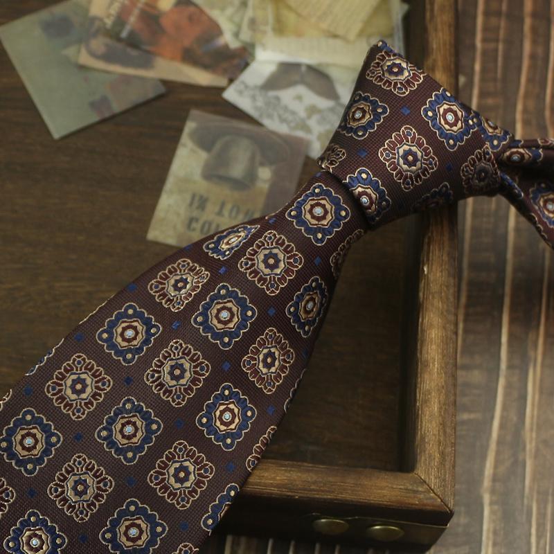 Tie Men'S Retro Coffee Wedding Stage British 8Cm Dress Professional Business Hand Blue Stripe Portuguese Music